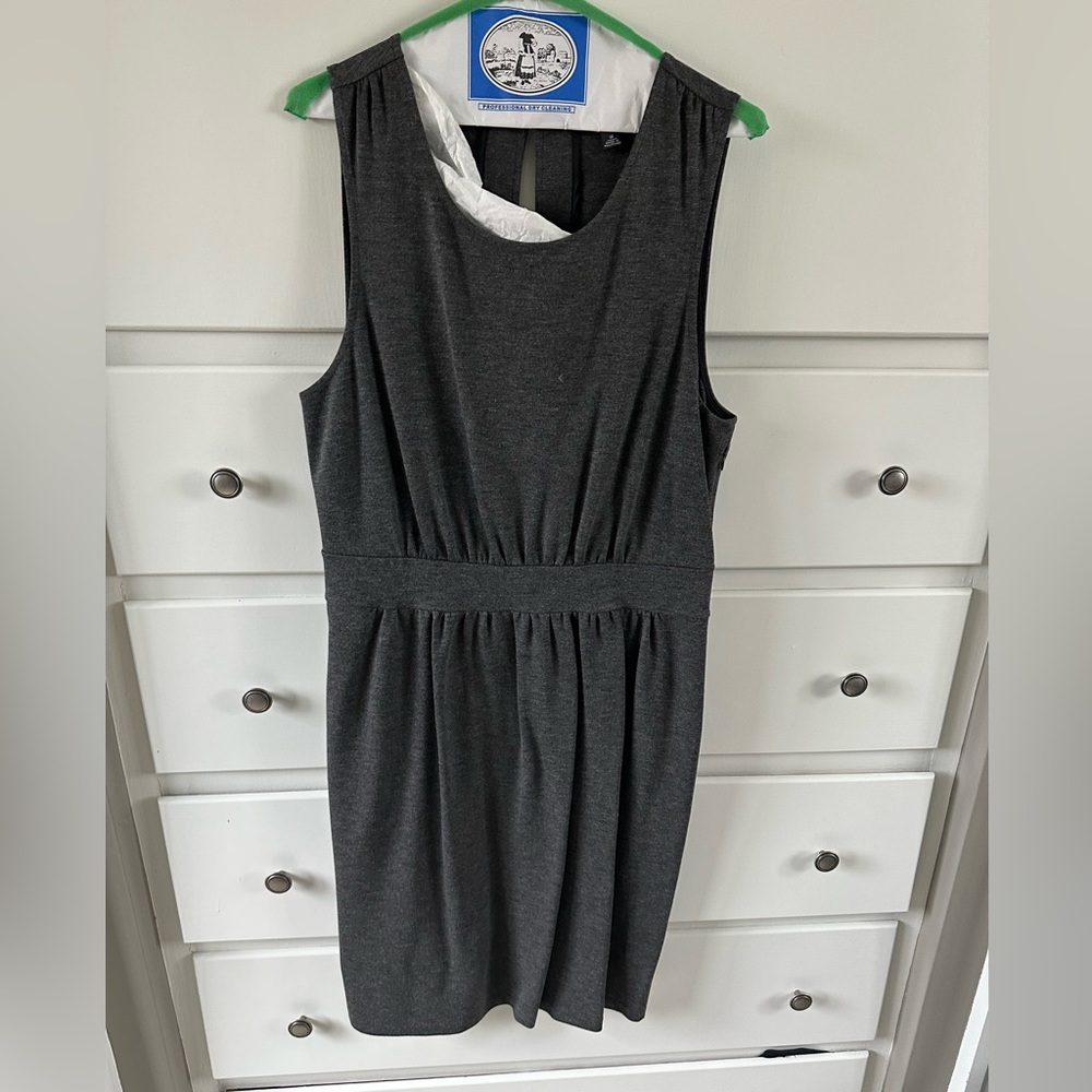 Grey straight front pleated dress